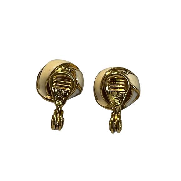Monet Knotted Cream Gold Clip On Earrings - Picture 4 of 5